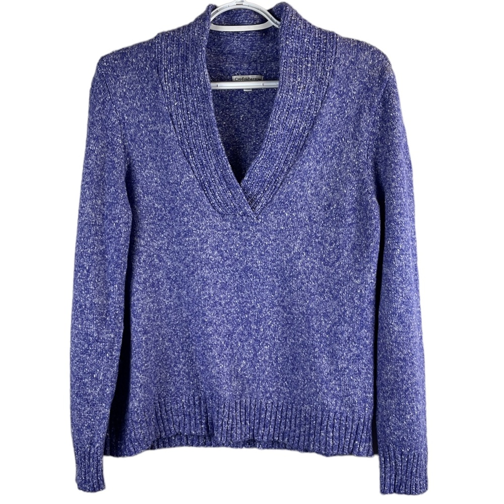Croft & Barrow purple seater vneck high collar XL